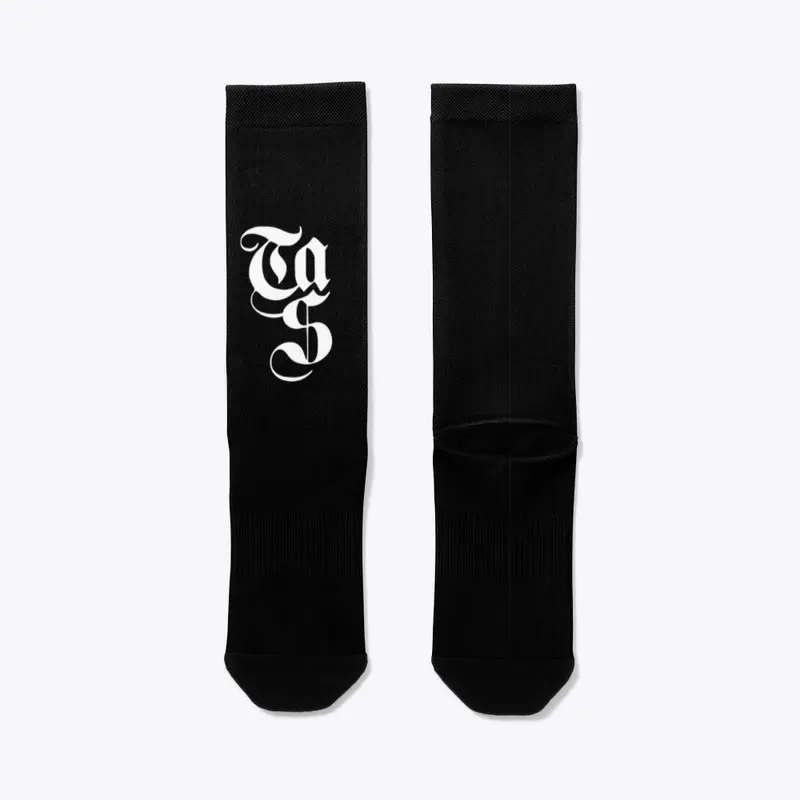 TAS MONOGRAM LOGO CREW SOCKS - BLACK