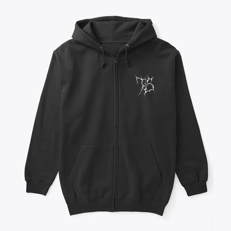 TAS METAL LOGO ZIP UP HOODIE - BLACK